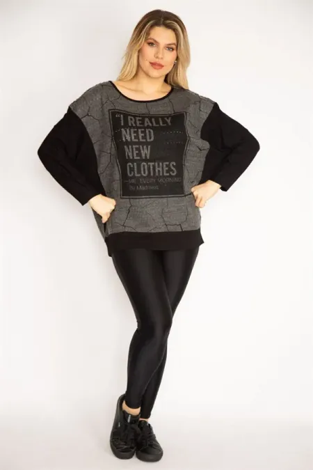 Kadın Siyah Baskı Detaylı İki Renkli Tunik 65N35209