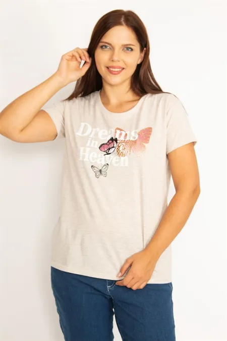 Kadın Vizon Lak Baskılı Bluz 65N34577