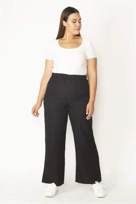 Kadın Siyah Bel Lastikli Pantolon 65N32153