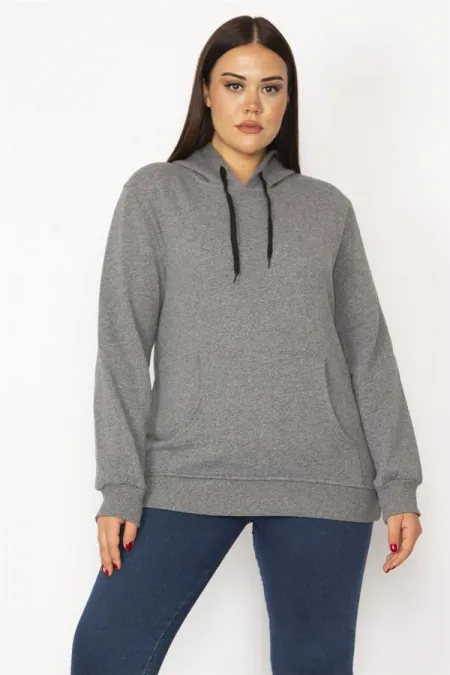 Women's Smoked Inside Raised 3 Thread Kangaroo Pocket Hooded Sweatshirt 65N29644