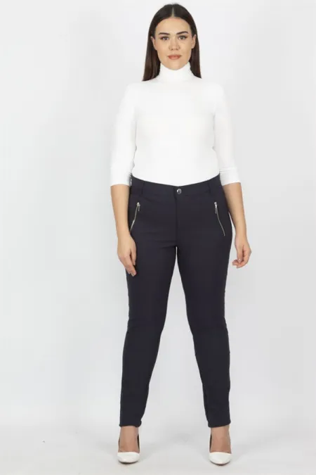 Kadın Bordo Fermuar Detaylı Pantolon 65N20932