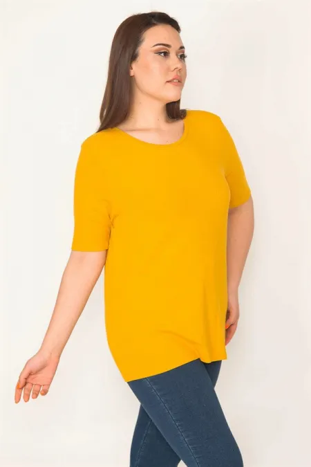 KADIN HARDAL BİSİKLET YAKALI KENDİNDEN ÇİZGİLİ BLUZ