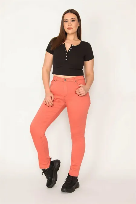 KADIN PEMBE YÜKSEK BEL 5 CEP PANTOLON