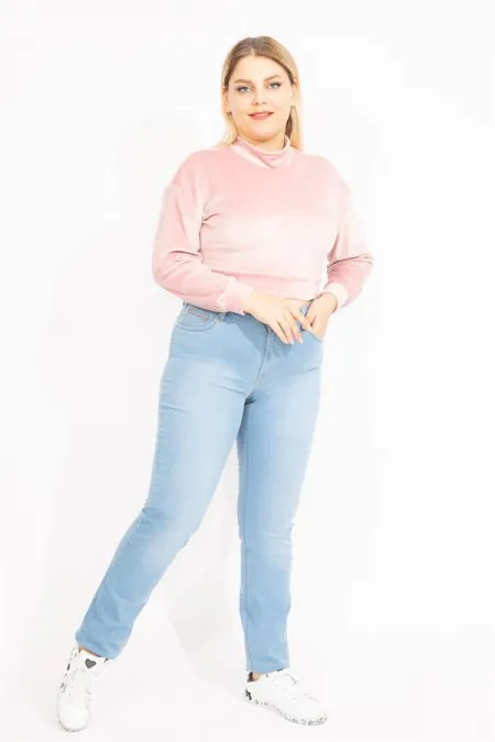 Kadın Mavi 5 Cepli Likralı Kot Pantolon 65N35548