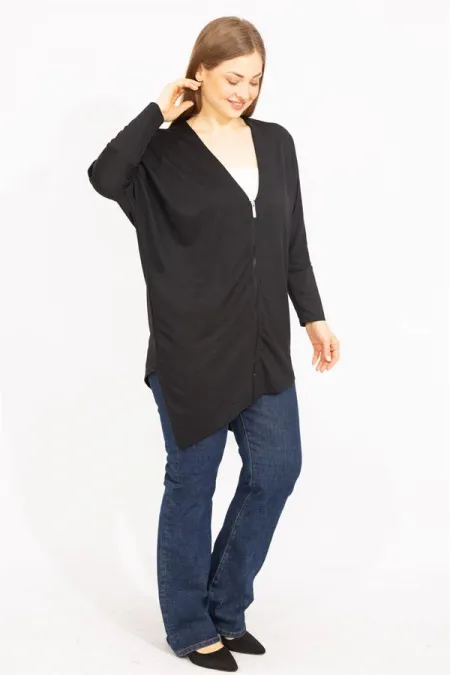 Women's Smoked Plus Size Front Zippered Coat 65N35730