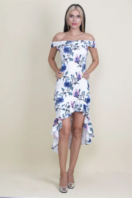 PATTERNED DRESS WITH SHOULDER DETAILS