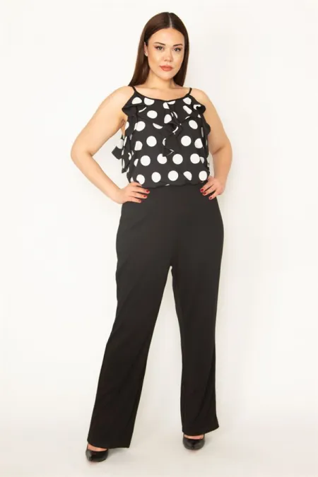 COMBINAISON ROBE NOIRE POUR FEMME, COL EN V, BRETELLES, MANCHES À VOLANTS, CEINTURE À LA TAILLE