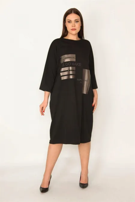 KADIN ORANJ TAŞ VE LAK DETAYLI ELBİSE