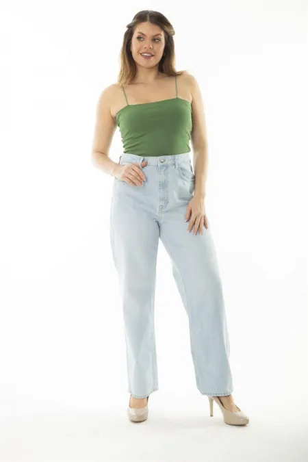 Kadın Büyük Beden Mavi 5 Cepli Kot Pantolon 65N36999