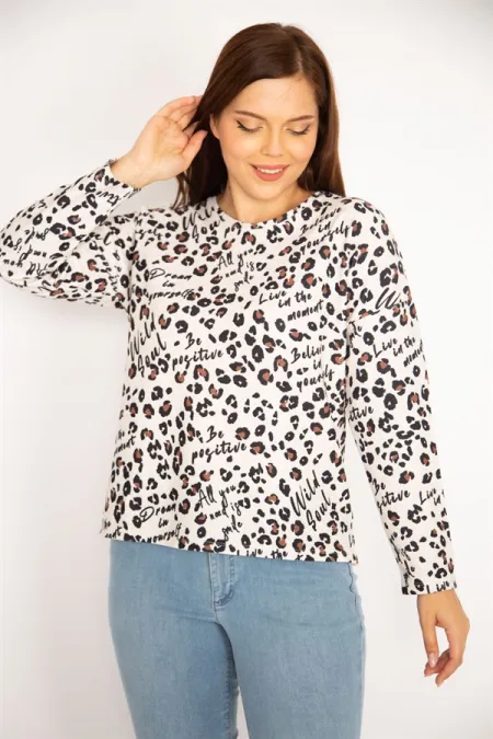 Kadın Renkli Bisiklet Yakalı Desenli Bluz 65N34923