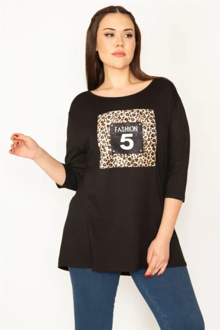 KADIN SİYAH ÖN DETAYLI KAPRİ KOLLU BLUZ