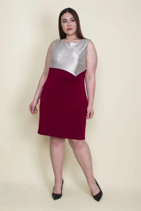 Kadın Gümüş Üst Kısmı Lame Ön Detaylı Abiye Elbise 65N26126