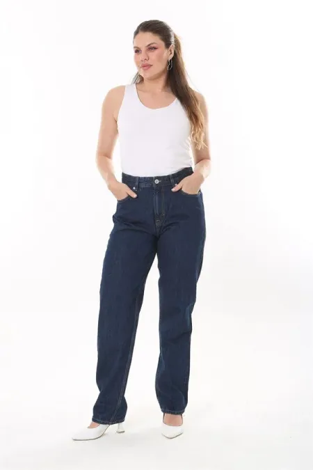 Kadın Büyük Beden Lacivert 5 Cepli Kot Pantolon 65N37848