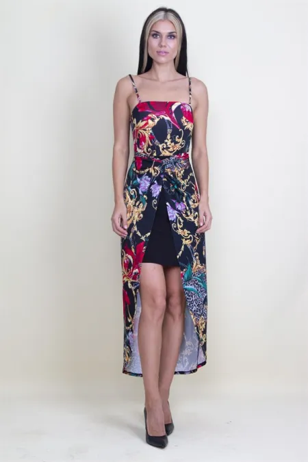 ASKILI ÖN DETAYLI ELBİSE