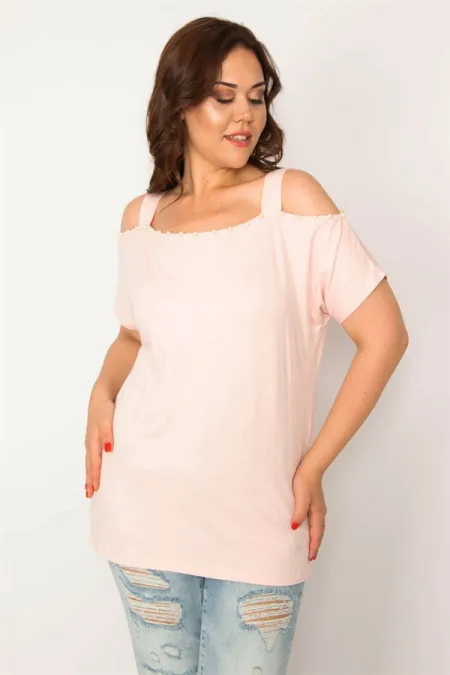 Kadın Pembe İnci Detaylı Askılı Bluz 65N33542