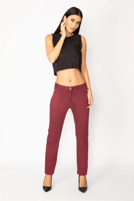KADIN BORDO GABARDİN 5 CEP PANTOLON