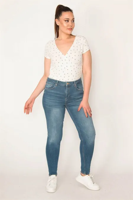 KADIN MAVİ 5 CEP LİKRALI SKİNNY JEAN PANTOLON