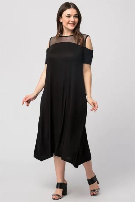 Kadın Haki Roba File Detaylı Viskon Elbise 65N24231