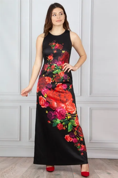 Women's Black Floral Patterned Dress 26A11200