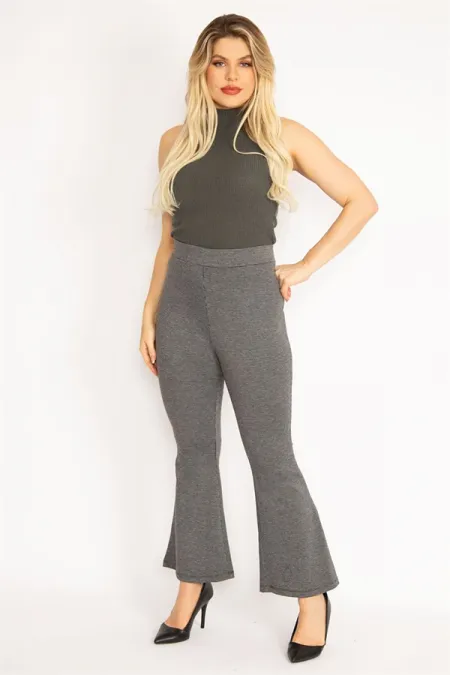 Kadın Siyah Piyedepul Desenli Pantolon 65N35111