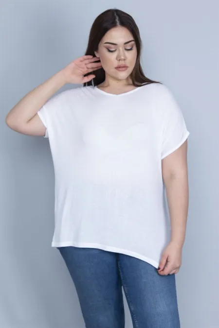 Kadın Kemik İnce Viskon Kumaş V Yakalı Düşük Kol Bluz 65N23663