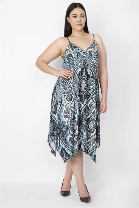 Kadın Nar İp Askılı Asimetrik Elbise 65N26736