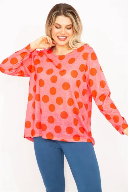 Kadın Fujya Bisiklet Yakalı Puan Desenli Bluz 65N35351