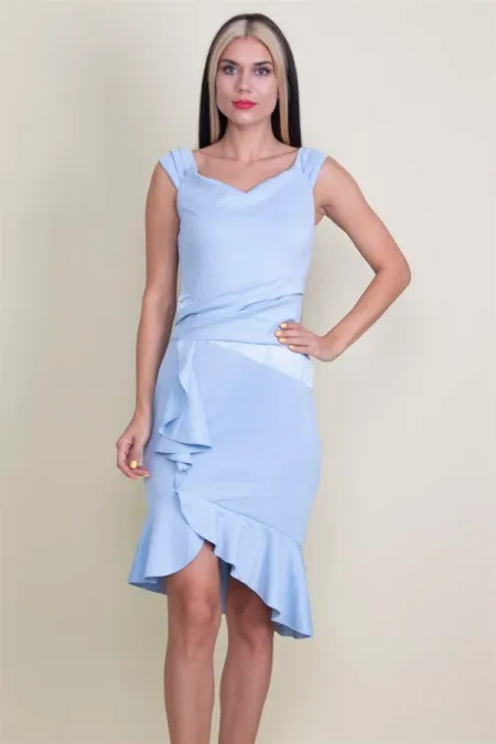 FLOUNCED DRESS WITH WAIST DETAILED