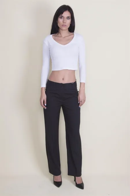 Kadın Füme Çift Düğme Süscep Kumaş Pantolon