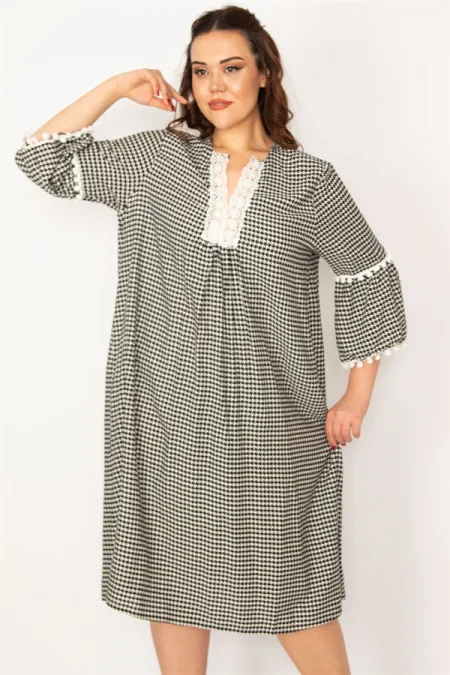 Kadın Kırmızı Dantel Detaylı Dokuma Viskon Kumaş Elbise 65N33209