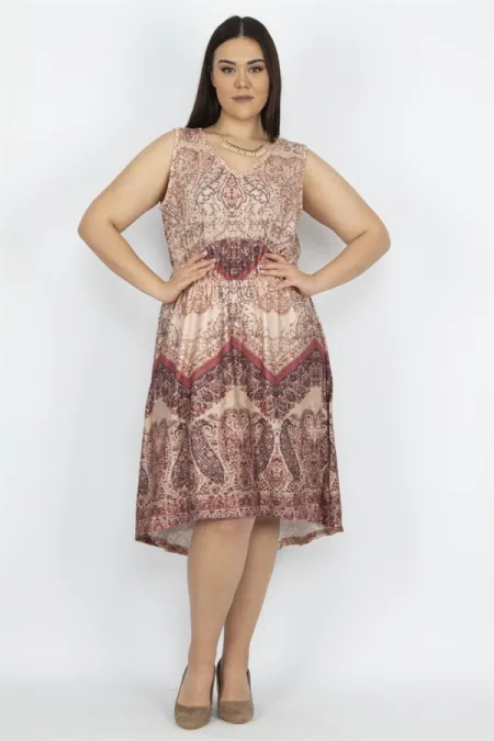 Kadın Petrol Arka Robası Dantel Bel Kısmı Lastikli Elbise 65N27924