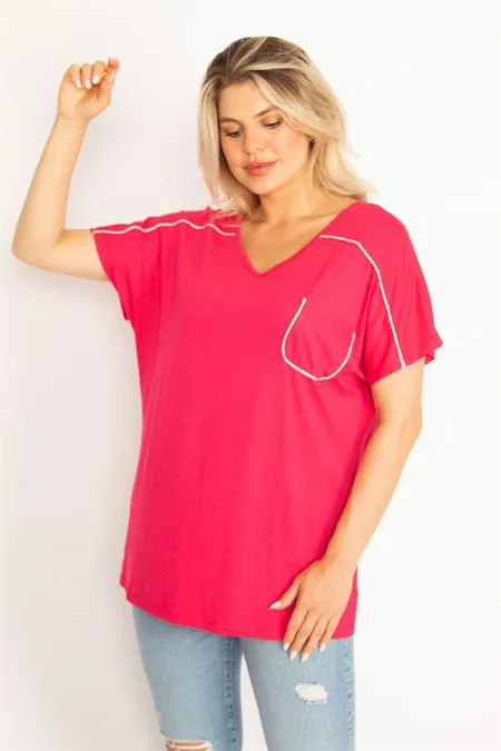 Kadın Fujya Omuz Ve Cebi Sim Detaylı Bluz 65N34526