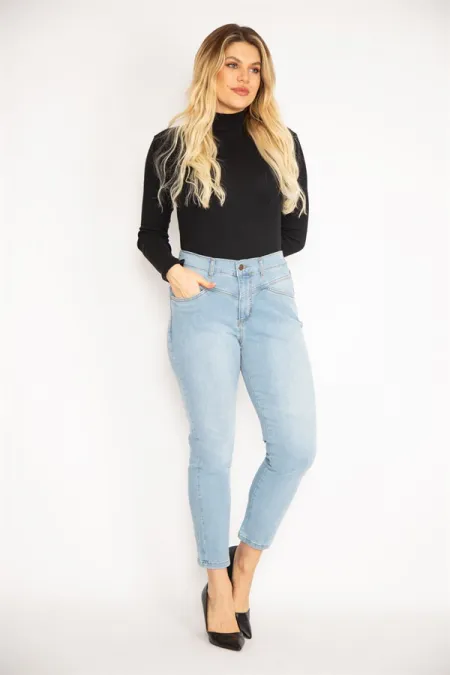 Kadın Mavi Kup Detaylı Kot Pantolon 65N35142