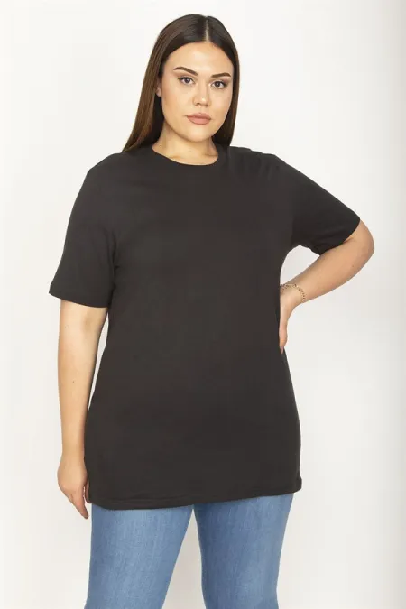 KADIN SİYAH BİSİKLET YAKALI BASİC BLUZ T7/13