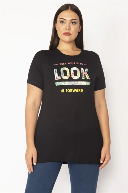 Kadın Siyah Dijital Baskılı Bluz 65N28861