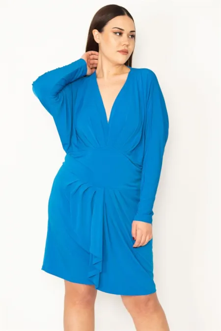 KADIN BORDO GÖĞÜS VE BEL DETAYLI ELBİSE