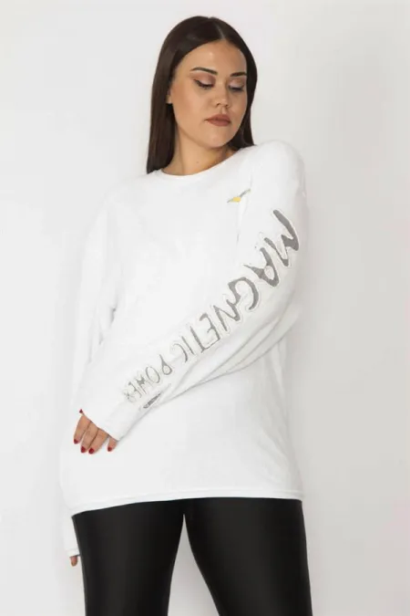 Kadın Kemik Kol Detaylı Havlu Sweatshirt 65N28517