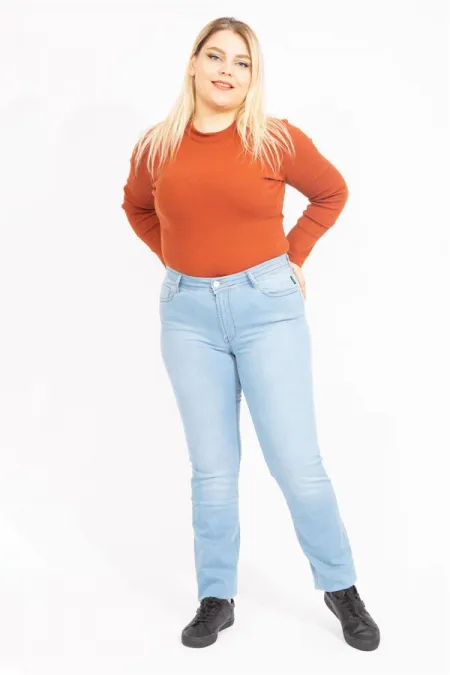 Kadın Mavi 5 Cepli Likralı Kot Pantolon 65N35547