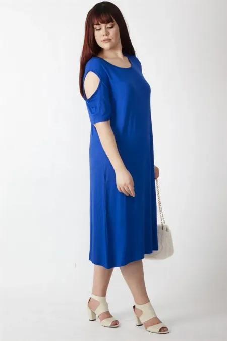 Kadın Haki Omuz Dekolteli Viskon Elbise 65N26131