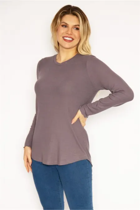 Kadın Lila Likralı Kaşkorse Bluz 65N35177