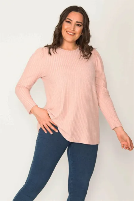 Kadın Pembe Kendin Çizgili Bisiklet Yaka Tunik 65N30416