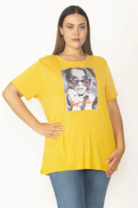 Kadın Sarı Dijital Baskılı Viskon Bluz 65N27410