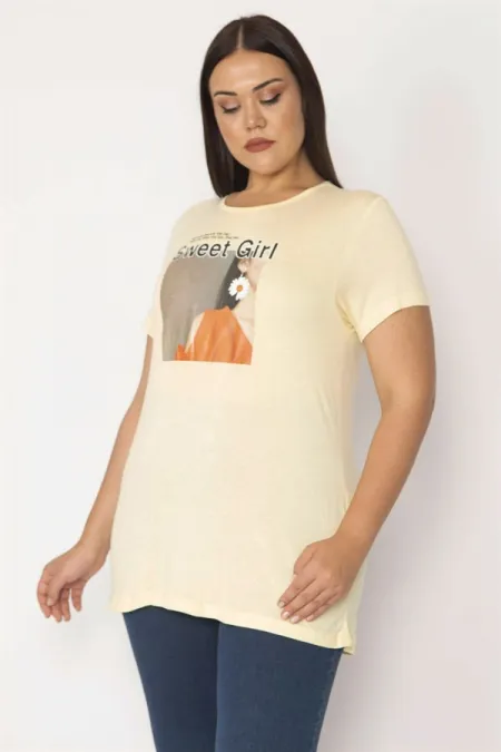 Kadın Sarı Dijital Baskılı Bluz 65N28859