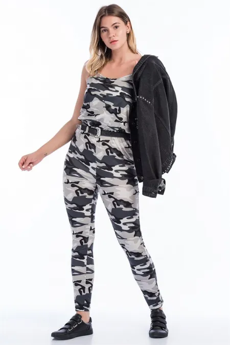 Kadın Antrasit Desenli Tulum 65N12497