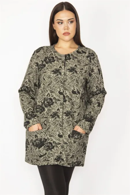 KADIN SİYAH ÖN ÇITÇIT DÜĞMELİ CEPLİ UZUN ASTARSIZ CEKET