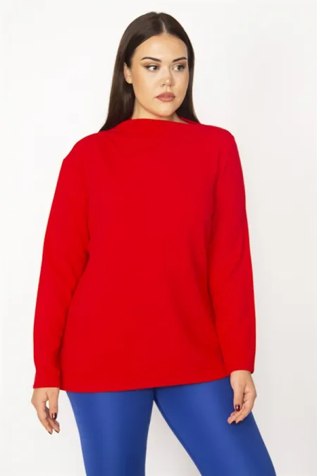 Kadın Kırmızı Dik Yakalı Bluz 65N29469