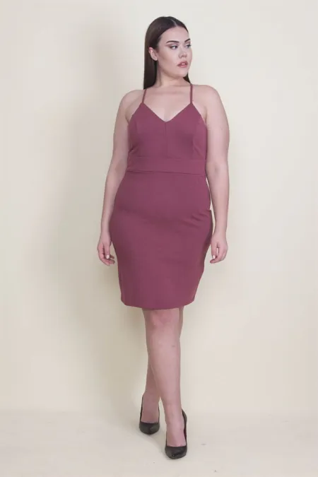 ROBE MARRON POUR FEMME AVEC BRETELLES ET DOS EN LACET