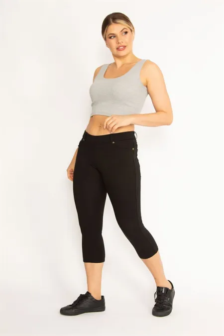 Kadın Lacivert Ön Süs Ve Arka Cepli Tayt  65N34639