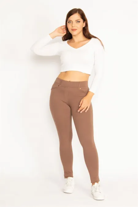 Kadın Vizon Ön Süs Ve Arka Cepli Tayt  65N34812