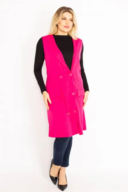 Kadın Fujya Ön Düğmeli Uzun Yelek 65N35012